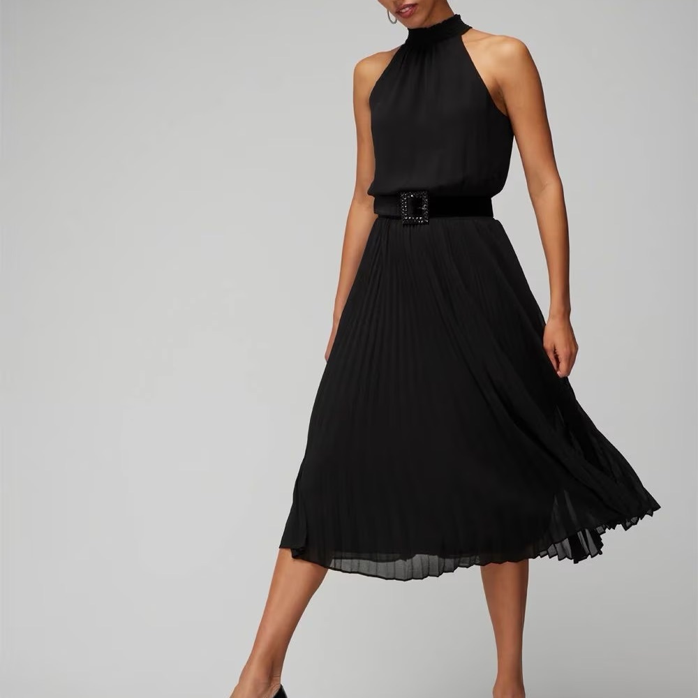 NWT WHBM Pleated Halter Midi Dress